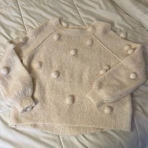 size small white aerie pom pom sweater